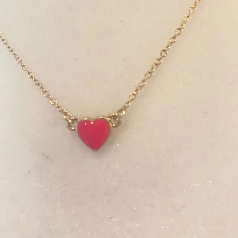 Kate Spade Pink Enamel Heart Necklace